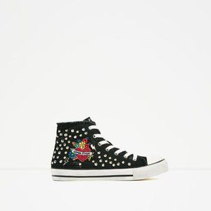 Zara Studded High-Top Sneakers, 7